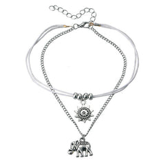 Vintage Multiple Layers Anklets For Women Retro Elephant Sun Pendant Foot Jewelry Barefoot Sandals Ankle Bracelet on the Leg New